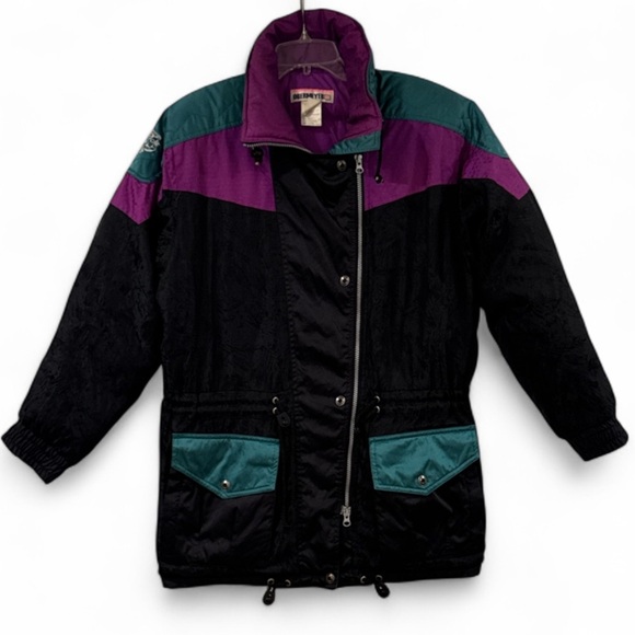 Vintage Obemeyer Black Multi Color Block Down Puffer Ski Jacket Size 8 - Picture 15 of 15